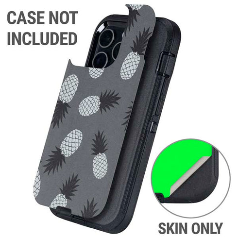 Black and White Pineapples Otterbox Defender iPhone Skin