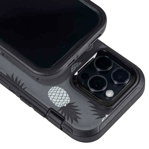Black and White Pineapples Otterbox Defender iPhone Skin