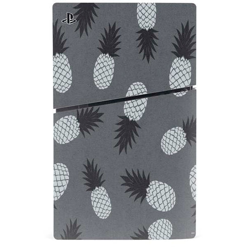 Black and White Pineapples PS5 Slim Disk Bundle Skin