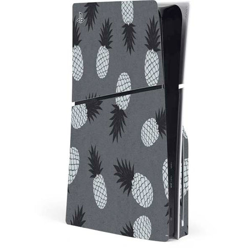 Black and White Pineapples PS5 Slim Disk Console Skin