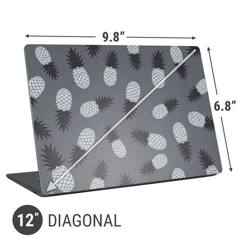 Black and White Pineapples Universal Laptop 12in (9.8 x 6.8in) Skin