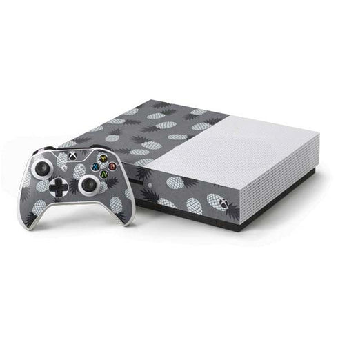 Black and White Pineapples Xbox One S Console and Controller Bundle Skin