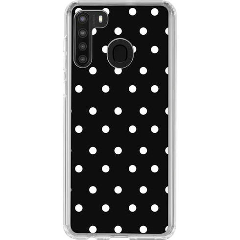 Black and White Polka Dots Galaxy A21 Clear Case