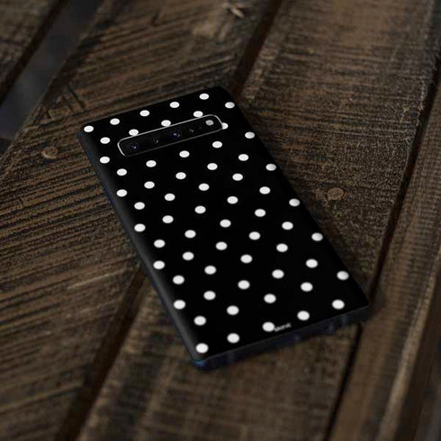 Black and White Polka Dots Galaxy S10 Plus Skin