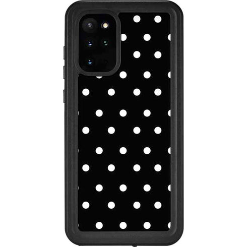 Black and White Polka Dots Galaxy S20 Plus Waterproof Case