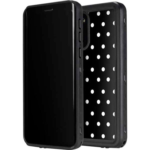 Black and White Polka Dots Galaxy S20 Plus Waterproof Case