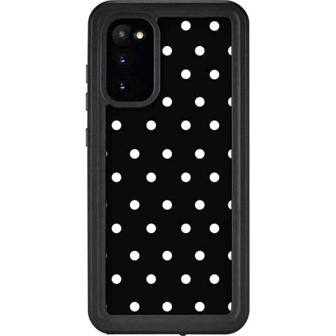 Black and White Polka Dots Galaxy S20 Waterproof Case