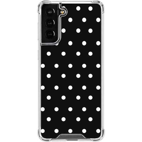 Black and White Polka Dots Galaxy S21 FE Clear Case