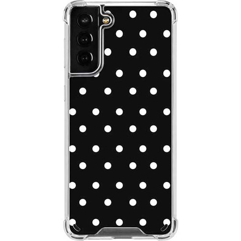 Black and White Polka Dots Galaxy S21 Plus 5G Clear Case