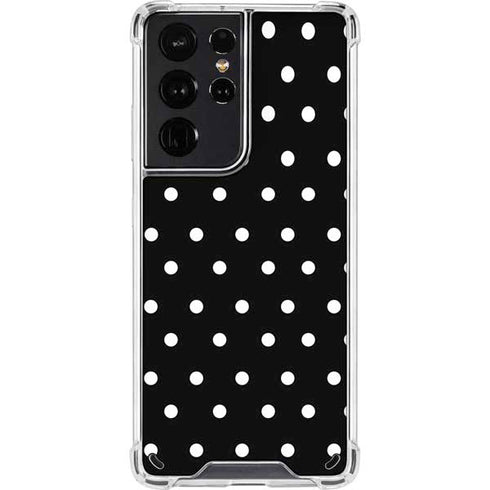 Black and White Polka Dots Galaxy S21 Ultra 5G Clear Case