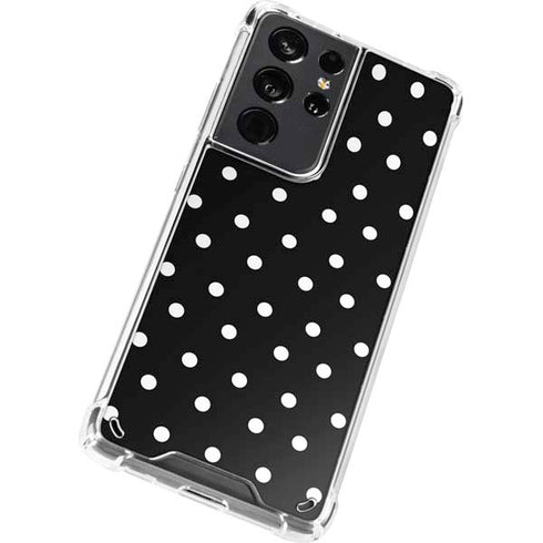 Black and White Polka Dots Galaxy S21 Ultra 5G Clear Case