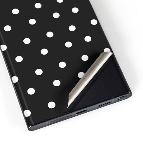 Black and White Polka Dots Galaxy S22 Ultra Skin