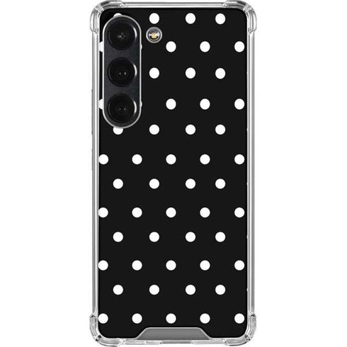 Black and White Polka Dots Galaxy S23 Clear Case