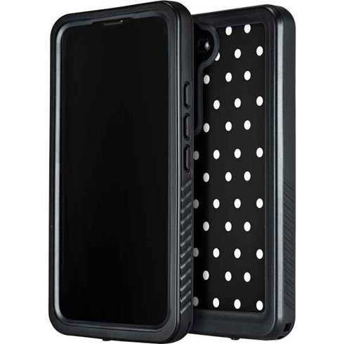 Black and White Polka Dots Galaxy S23 Plus Waterproof Case