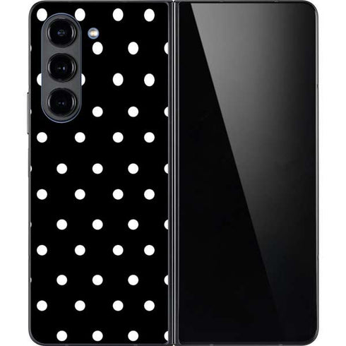 Black and White Polka Dots Galaxy Z Fold5 5G Skin