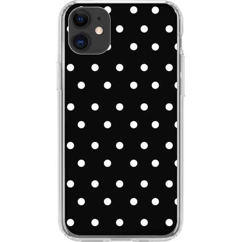 Black and White Polka Dots iPhone 11 Clear Case
