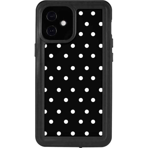 Black and White Polka Dots iPhone 12 Mini Waterproof Case