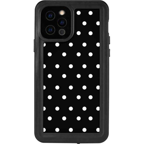 Black and White Polka Dots iPhone 12 Pro Waterproof Case