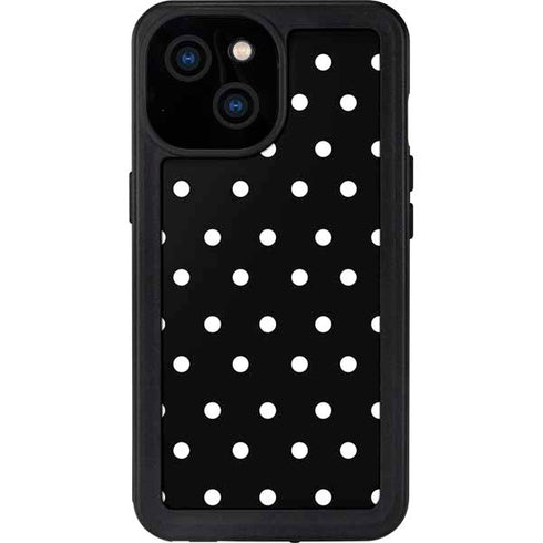 Black and White Polka Dots iPhone 13 Mini Waterproof Case