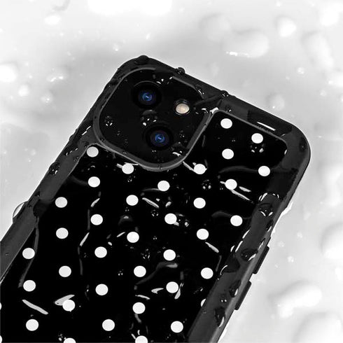 Black and White Polka Dots iPhone 13 Mini Waterproof Case