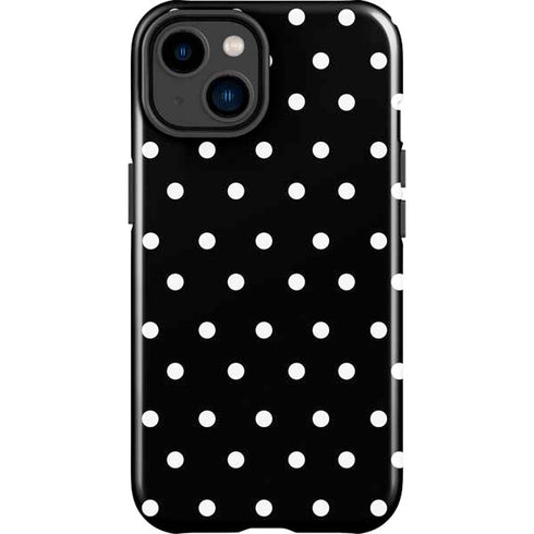 Black and White Polka Dots iPhone 14 Plus Impact Case