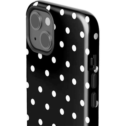 Black and White Polka Dots iPhone 14 Plus Impact Case
