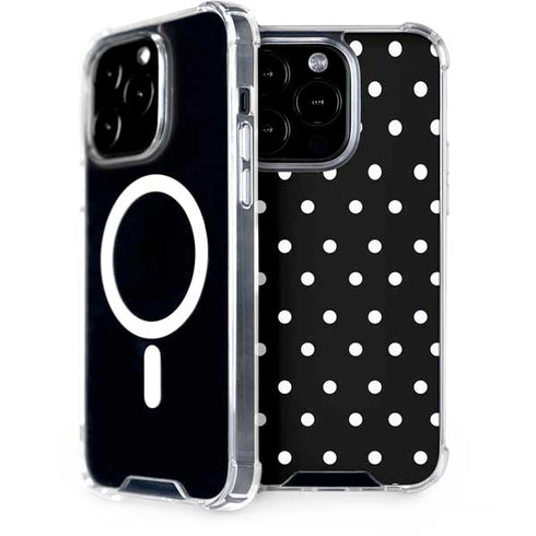 Black and White Polka Dots iPhone 15 Pro MagSafe Case