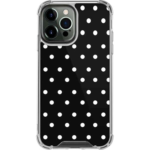 Black and White Polka Dots iPhone 14 Pro Max Clear Case