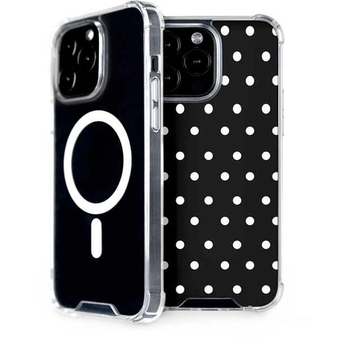 Black and White Polka Dots iPhone 15 Pro Max MagSafe Case