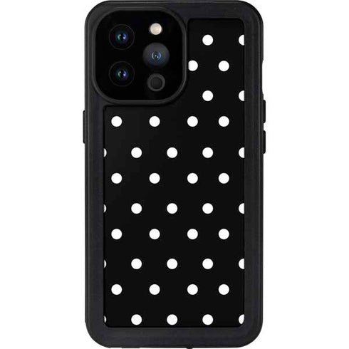 Black and White Polka Dots iPhone 14 Pro Max Waterproof Case