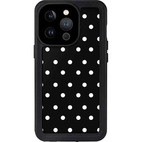 Black and White Polka Dots iPhone 14 Pro Waterproof Case
