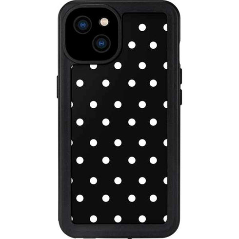 Black and White Polka Dots iPhone 15 Plus Waterproof Case