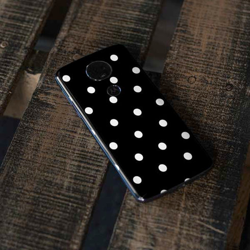 Black and White Polka Dots Moto E5 Plus Skin