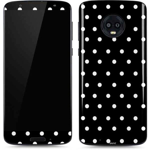 Black and White Polka Dots Moto G6 Skin