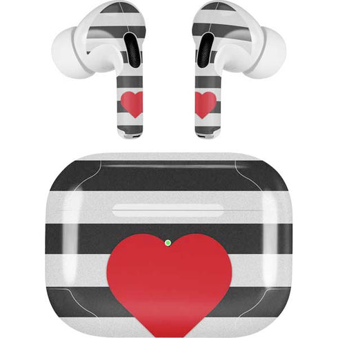 Black And White Striped Heart AirPods Pro 2nd Gen Skin