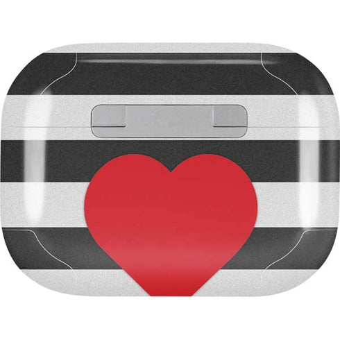 Black And White Striped Heart AirPods Pro 2nd Gen Skin