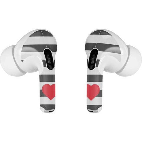 Black And White Striped Heart AirPods Pro 2nd Gen Skin