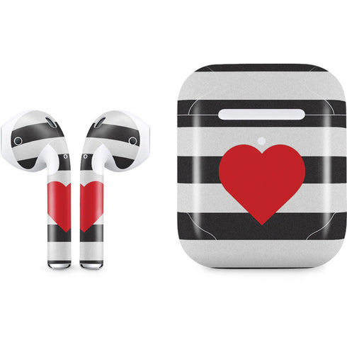 Black And White Striped Heart Apple AirPods 2 Skin