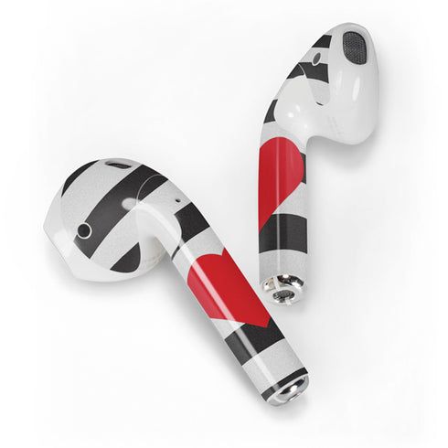 Black And White Striped Heart Apple AirPods 2 Skin
