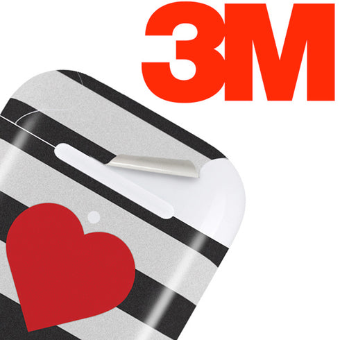 Black And White Striped Heart Apple AirPods 2 Skin