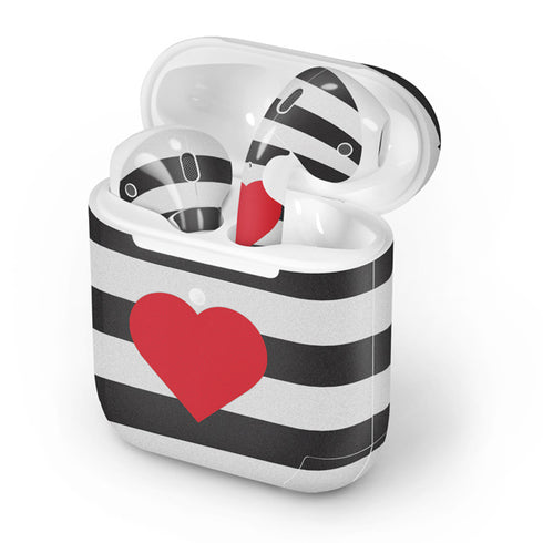 Black And White Striped Heart Apple AirPods 2 Skin