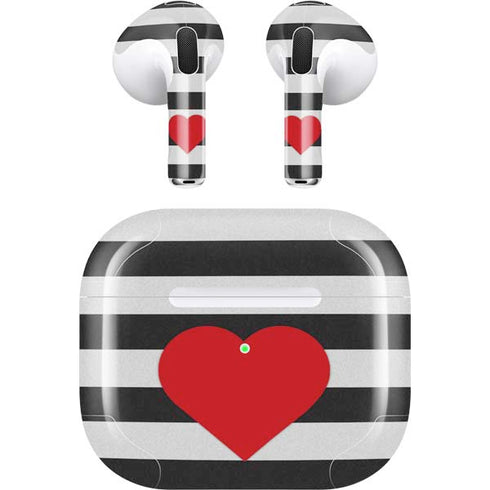 Black And White Striped Heart Apple AirPods (3rd Gen 2021) Skin