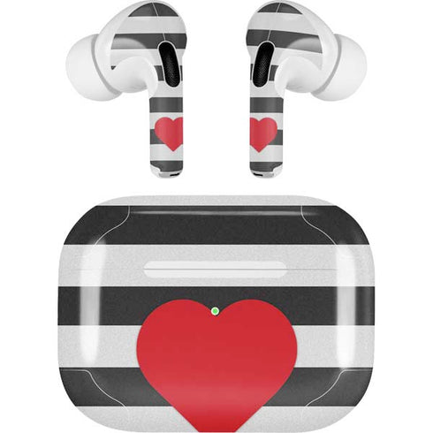 Black And White Striped Heart Apple AirPods Pro Skin