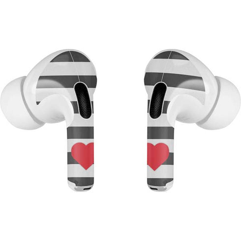 Black And White Striped Heart Apple AirPods Pro Skin