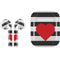 Black And White Striped Heart Apple AirPods Skin