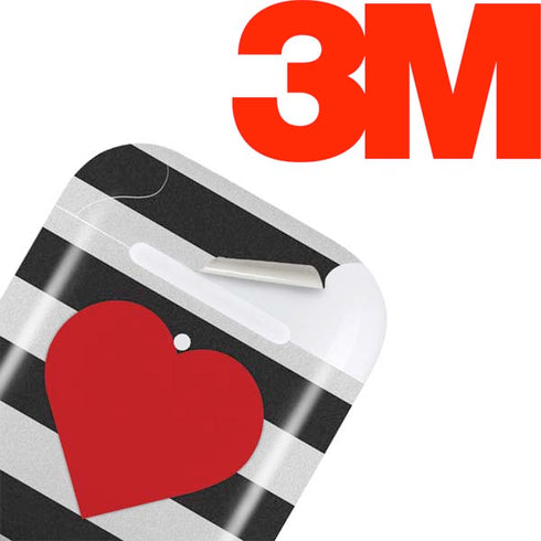 Black And White Striped Heart Apple AirPods Skin