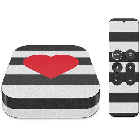 Black And White Striped Heart Apple TV Skin