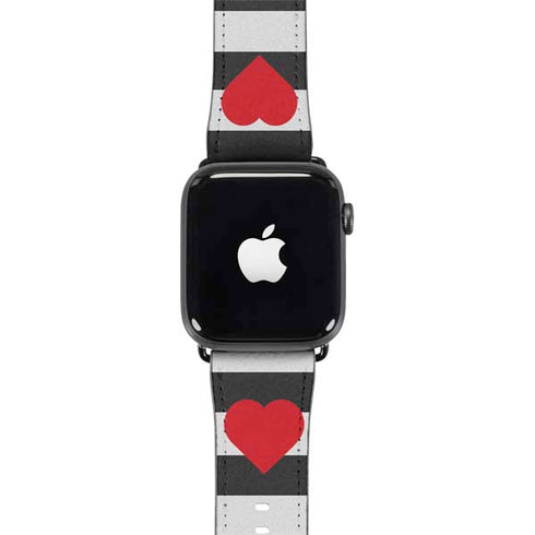 Black And White Striped Heart Apple Watch Band 42-44mm