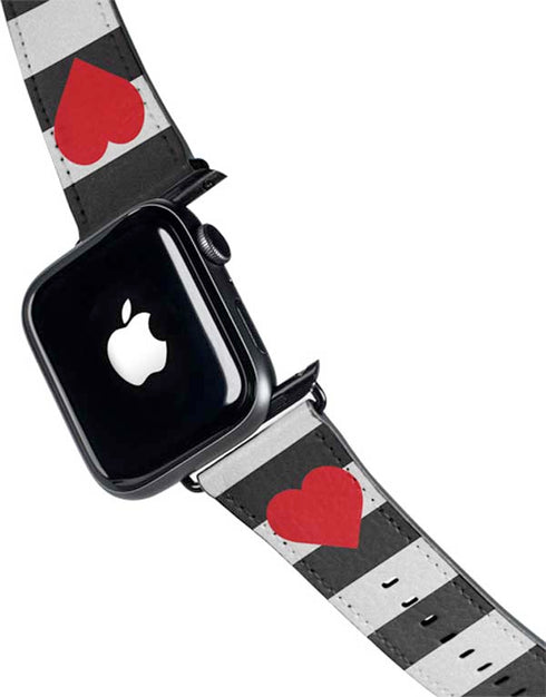 Black And White Striped Heart Apple Watch Band 42-44mm