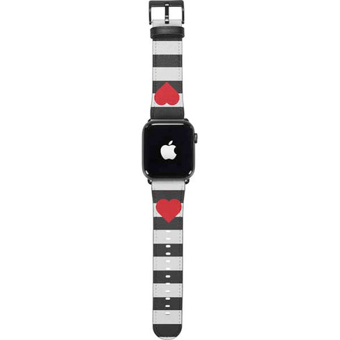 Black And White Striped Heart Apple Watch Band 42-44mm